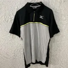 V2193 MIZUNO ハーフジップ ポロシャツ ブラック グレー メンズ M