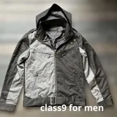 y2k 脱着可能フード付きグレーとブラック切替ジャケット