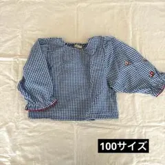 しまむら　AIARAI ギンガムチェック　トップス　ブラウス　長袖　100
