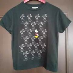 ミッキーマウス プリント ブラックTシャツ、ディズニー、Mサイズ、ミニTシャツ
