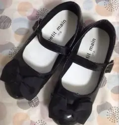 petit main プティマイン 黒リボン付きフォーマルシューズ 17cm
