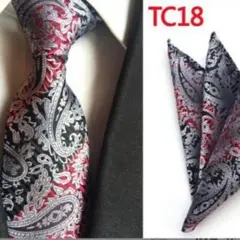 メンズネクタイ　ポケットチーフ 2点セット 結婚式　発表会　ペイズリー柄　格安