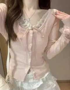 shein ピンク 長袖カーディガンのサムネイル