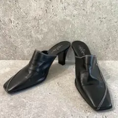 【美品】TRUSSARDI レザー ミュール サンダル 黒 日本製 23cm