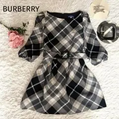 バーバリー　ギャザー ベルテッドワンピース 　ノバチェック　ホースロゴ