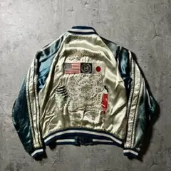 【vintage】90s 希少　スカジャン 国旗　古着　年代物　刺繍　舞子　古着のサムネイル