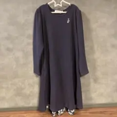 Moononnon 160cmネイビー 長袖ワンピース