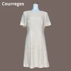 courreges　半袖ツイードワンピース　M　オレンジ　美品　b6f004のサムネイル