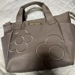 MARY QUANT 花柄刺繍 トート ショルダー グレー