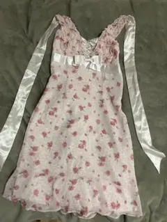 R•F フラワープリント ノースリーブミニワンピース