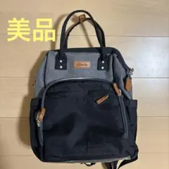 【美品】グレー×ブラック　多機能　大容量 マザーズリュック　マザーズバッグ