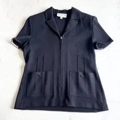 美品 セントジョン コレクション ニットブルゾン ゴールドジップ ビジューボタンのサムネイル