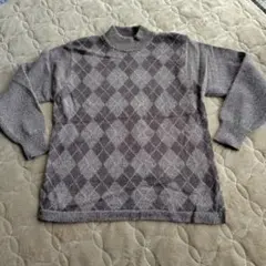お値下げしました！　グレー ダイヤモンドパターン ハイネックニット