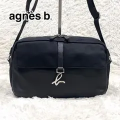 現行✨美品 agnes b. アニエスベー ショルダーバッグ 牛革 ナイロン 黒