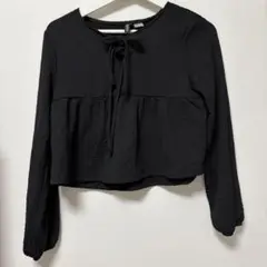 H＆M リボンタイ ブラウス 黒 長袖