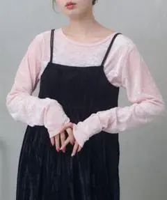カスタネ kastane スタッズベロアプルオーバー ピンク