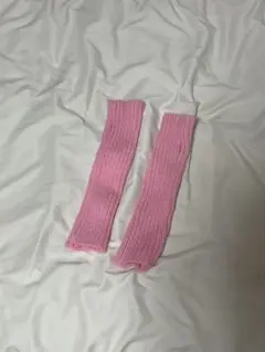 ピンク リブ編み アームカバー