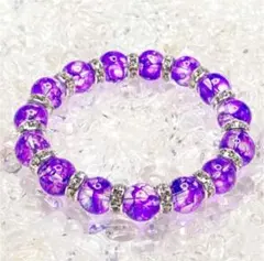 パープルクラック水晶 10mm パワーストーン ブレスレット 天然石