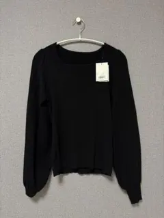 スクエアネックタックスリーブリブニット　黒