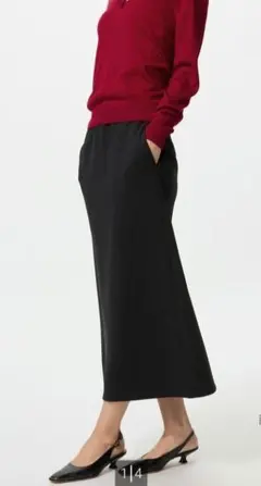 UNIQLO ドライスウェットナローロングスカート 黒 Sのサムネイル