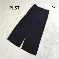 プラステ　ワイドパンツ　スラックス　ストレッチ　洗濯　大きいサイズ　XL　紺