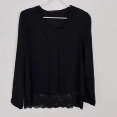《ZARA BASIC》レースブラウス　ブラック　S～M