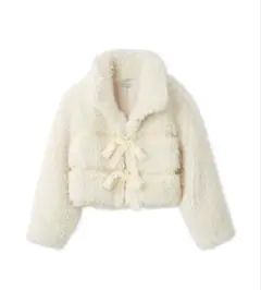 Sustainableリボンボアショートコート　SNIDEL