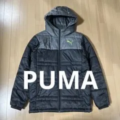 【PUMA】フード付き 中綿ジャケット 黒/グレー Ｍ