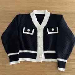 GRL ニットカーディガン 黒・白 ボタン付き