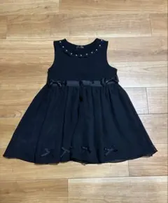 美品✨️95cm黒いパール装飾ノースリーブワンピース 入園式 フォーマルワンピース