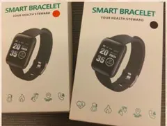 スマートブレスレット　赤色黒色　２個セット