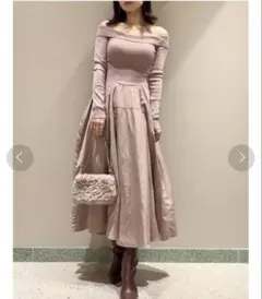 snidel Sustainableオフショルドッキングワンピース