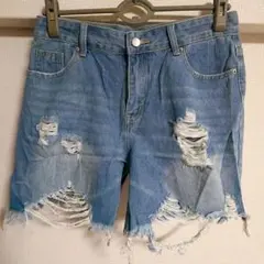 SHEIN シーイン ダメージ加工 デニムショートパンツ カットオフ 28インチ