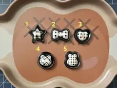 デコパーツ 白黒 チェック柄