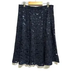 EMMA JAMES ネイビー レース フレアスカート ひざ丈　67