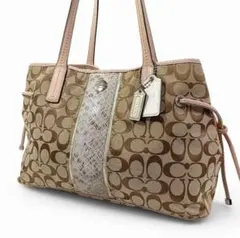 正規品 コーチ COACH トートバッグ シグネチャー ピンク ベージュ 肩掛け