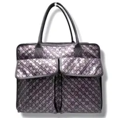 極美品　ゲラルディーニ　ハンドバッグ　ソフティ　ナイロン　パープル　A4 総柄