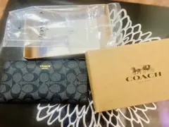 [新品]COACH長財布 コーチ レディース メンズ シグネチャー ブラックのサムネイル