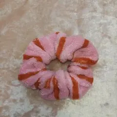 パイル地 シュシュ ピンク×オレンジ