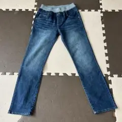 ダークブルーデニムパンツ ゴム入りウエスト