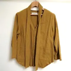 美品 日本製 Le Melange ラミーコットン ノーカラー シャツジャケットのサムネイル