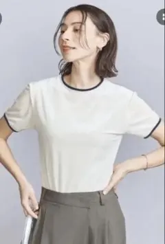 【BEAUTY&YOUTH】シアーベロア リンガー Tシャツ FREE ホワイト