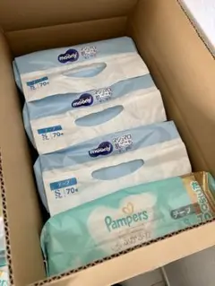 moonyとPampers Sサイズおむつ 70枚入り4個セット　計280枚