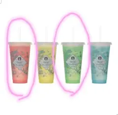 スタバカラーチェンジングリユーザブルコールドカップ ピンク・グリーンセット