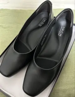 青山　パンプス　リクルート　ブラック　ヒール3.5cm