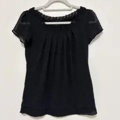 クイーンズコート　黒　カットソー ブラウス　シフォンのサムネイル