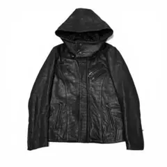 00s archive hooded leather jacket y2k