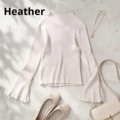 A31 Heather アイボリー リブニット フレアスリーブ F ハイネックのサムネイル