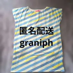 graniph Lady F 半袖チュニック 青黄色ストライプ 春夏 ゆったりめのサムネイル