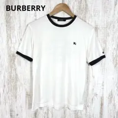 バーバリーブラックレーベル ホースロゴ刺繍 バックプリント リンガー Tシャツ